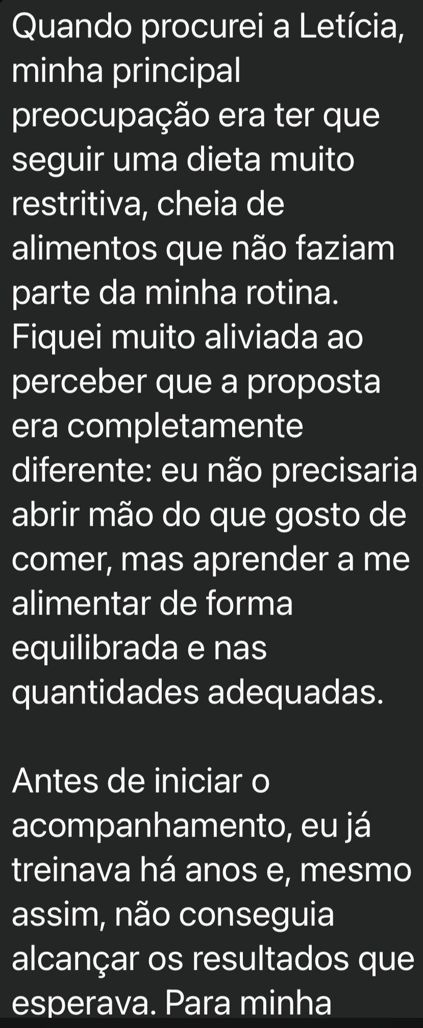 Print de WhatsApp com depoimento de paciente sobre emagrecimento