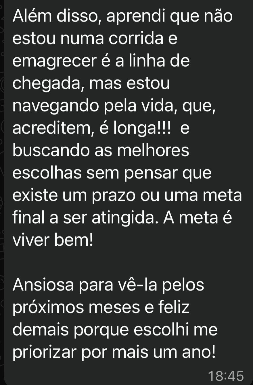 Print de WhatsApp: depoimento de Anna J. S. sobre emagrecimento, parte 3